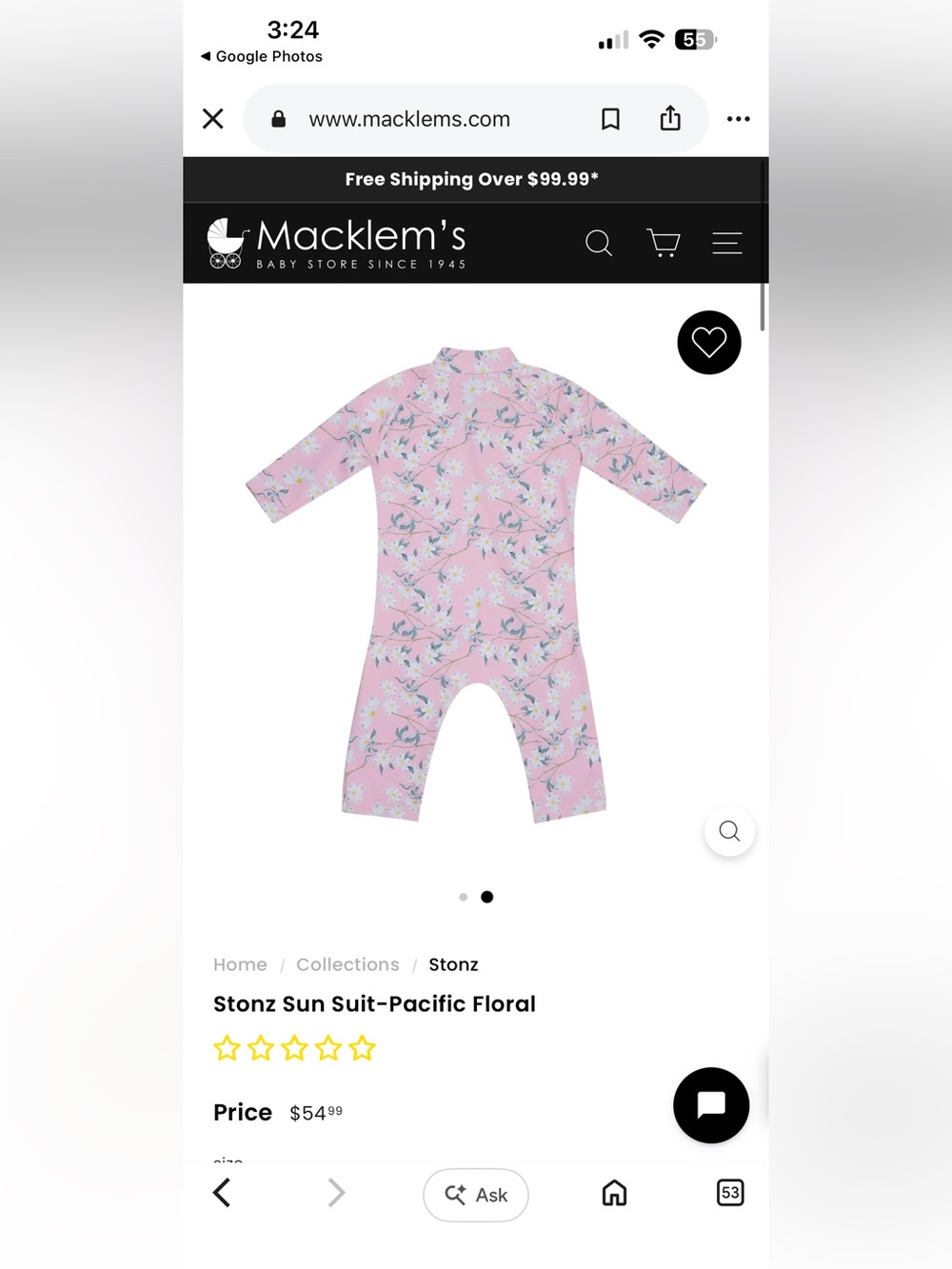 Stonz Pink Pacific Floral Sun Suit - Girls One Piece
